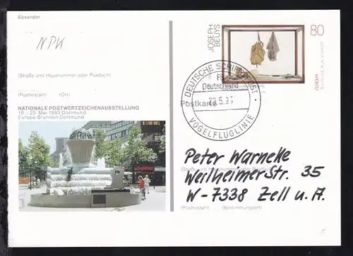 DEUTSCHE SCHIFFSPOST FS DEUTSCHLAND VOGELFLUGLINIE 29.5.93 + rs Cachet auf