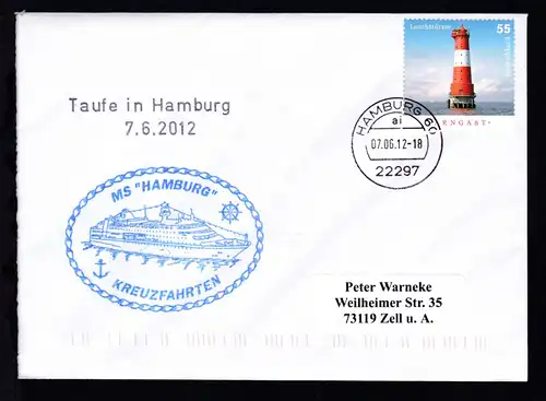 OSt. Hamburg 07.06.12 + L2 Taufe in Hamburg 7.6.2012 + Cachet MS Hamburg 