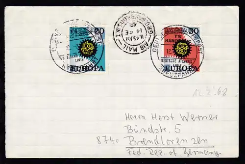 DEUTSCHE SCHIFFSPOST TS HANSEATIC DEUTSCHE ATLANTIK LINIE KREUZFAHRT 12.2.68 +