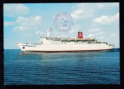 DEUTSCHE SCHIFFSPOST TS HANSEATIC DEUTSCHE ATLANTIK LINIE KREUZFAHRT 14.11.69 + 