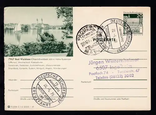 DEUTSCHE SCHIFFSPOST TS HANSEATIC DEUTSCHE ATLANTIK LINIE KREUZFAHRT 28.6.70