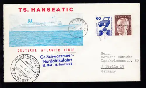 DEUTSCHE SCHIFFSPOST TS HANSEATIC DEUTSCHE ATLANTIK LINIE KREUZFAHRT 22.5.73 + 