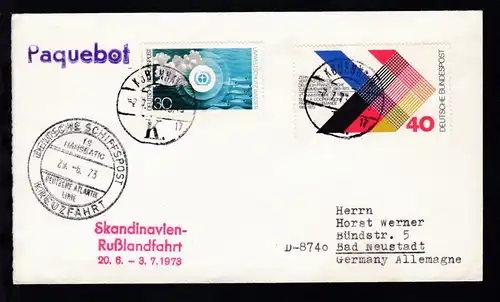 DEUTSCHE SCHIFFSPOST TS HANSEATIC DEUTSCHE ATLANTIK LINIE KREUZFAHRT 29.6.73 +