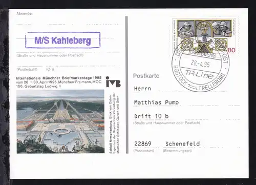 DEUTSCHE SCHIFFSPOST MS KAHLEBERG TR-Line ROSTOCK-TRELLEBORG 28.4.95 + R1