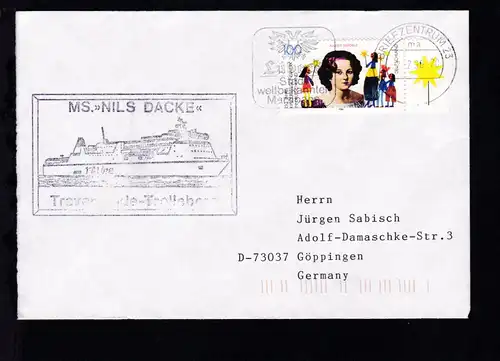 OSt. Briefzentrum 23 2.2.96 + Cachet MS Nils Dacke auf Brief