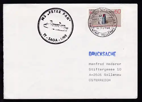 DEUTSCHE SCHIFFSPOST MS PETER PAN TRAVEMÜNDE-TRELLEBORG 8.6.83 + Cachet 