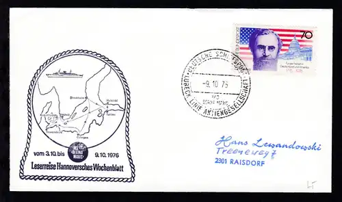DEUTSCHE SCHIFFSPOST MS REGINA MARIS LÜBECK LINIE AKTIENGESELLSCHAFT 9.10.76 + 