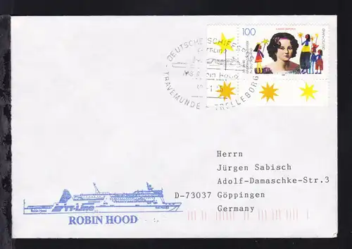 DEUTSCHE SCHIFFSPOST TT-Line MS Robin Hood TRAVEMÜNDE-TRELLEBORG 30.1.96 + 