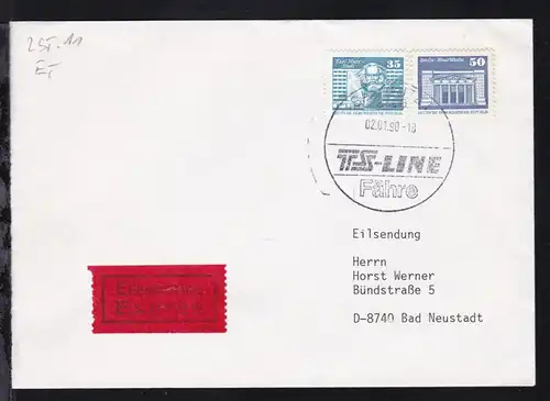 SASSNITZ 1 2355 TS-LINE Fähre 02.01.90 auf Eilbrief