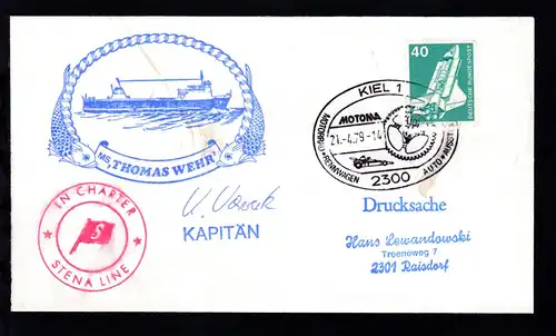 KIEL 1 2300 MOTONA MOTORRAD*RENNWAGEN AUTO*AUSSTELLUNG 21.4.79 + Cachet 