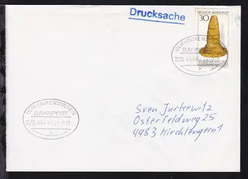 ULM-IMMENDINGEN BAHNPOST a ZUG 06414 24.9.77 auf Brief
