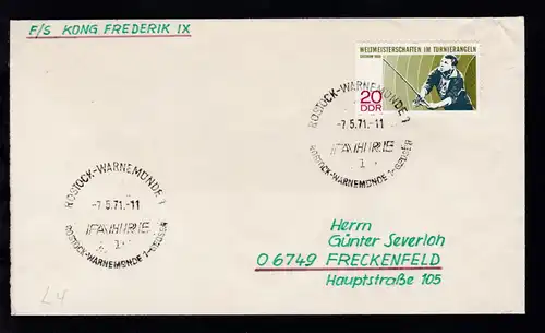 ROSTOCK-WARNEMÜNDE 1 l FÄHRE ROSTOCK-WARNEMÜNDE 1-GEDSER 7.5.71 auf Brief