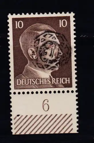 Hitler 10 Pfg. mit Aufdruck Unterrandstück,**, Neudruck ?