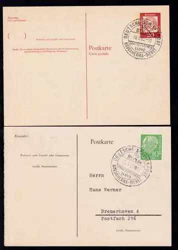 DEUTSCHE SCHIFFSPOST MS BERLIN NORDDEUTSCHER LLOYD NORDAMERIKA-DIENST 25.7.57