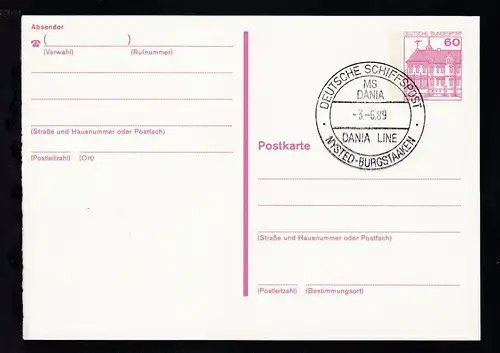 DEUTSCHE SCHIFFSPOST MS DANIA DANIA LINE NYSTED-BURGSTAAKEN 3.5.89 