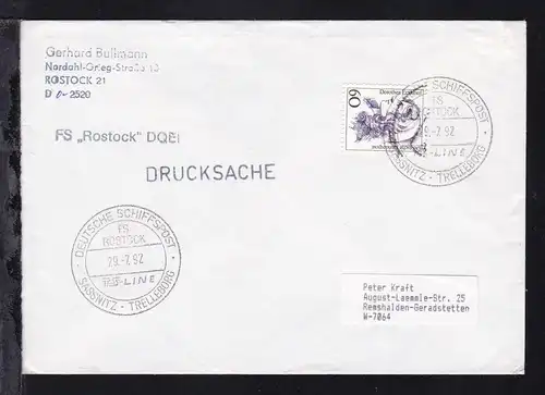 DEUTSCHE SCHIFFSPOST FS ROSTOCK TS-LINE SASSNITZ-TRELLEBORG 29.7.92 +  L1