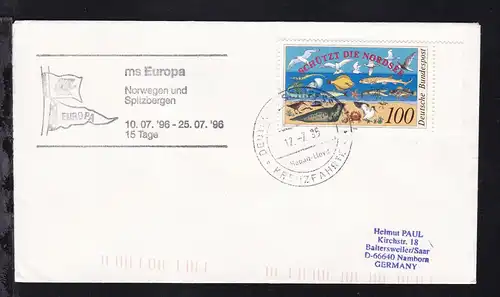 DEUTSCHE SCHIFFSPOST ms Europa Hapag-Lloyd KREUZFAHRTEN 12.7.96 + Cachet 