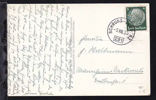 SCHRUNS-BLUDENZ 291 5.VIII.39 auf AK (Schruns mit Tschagguns gegen Zimbaspitze)