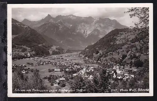 SCHRUNS-BLUDENZ 291 5.VIII.39 auf AK (Schruns mit Tschagguns gegen Zimbaspitze)