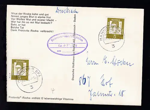 HANNOVER BPA 3 31.1.64 + Hannover-Han/Flughafen Üp 4672-3Ü am ……… auf CAK