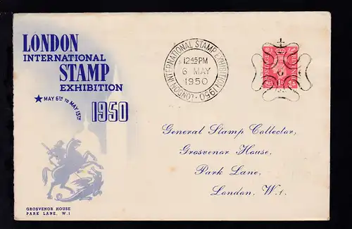 Briefmarken-Ausstellung London 1950 Sonderumschlag mit Sonderstempel