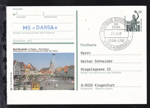 DEUTSCHE SCHIFFSPOST MS DANIA DANIA-LINE NYSTED-BURGSTAAKEN 25.5.89 + 