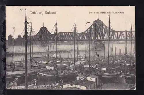 Duisburg-Ruhrort (Partie am Hafen mit Rheinbrücke), 1907