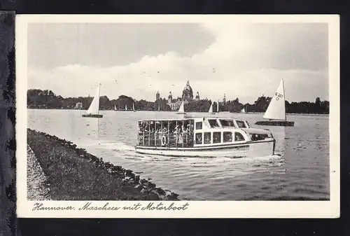 Hannover (Maschsee mit Motorboot), 1954