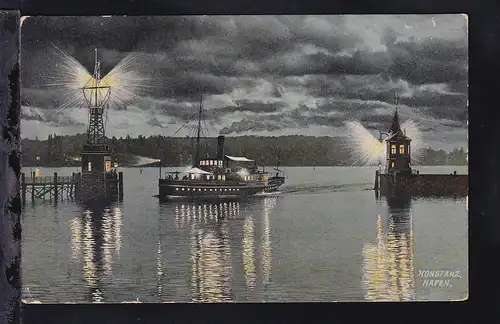 Konstanz (Hafen bei Nacht), 1910, Marke defekt