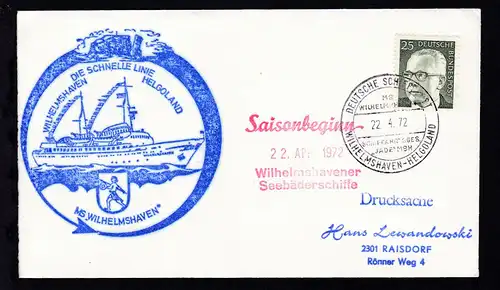 DEUTSCHE SCHIFFSPOST MS WILHELMSHAVEN SCHIFFAHRTSGES. "JADE" MBH 