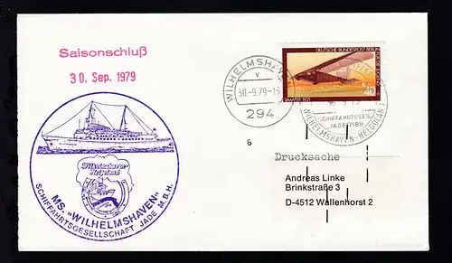 DEUTSCHE SCHIFFSPOST MS WILHELMSHAVEN SCHIFFAHRTSGES. "JADE" MBH 