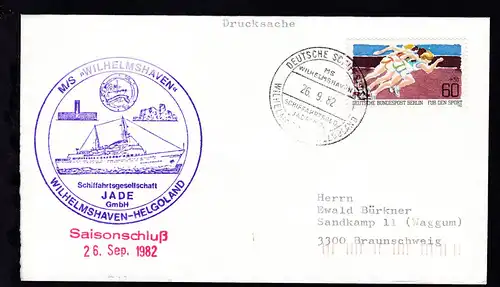 DEUTSCHE SCHIFFSPOST MS WILHELMSHAVEN SCHIFFAHRTSGES. "JADE" MBH 