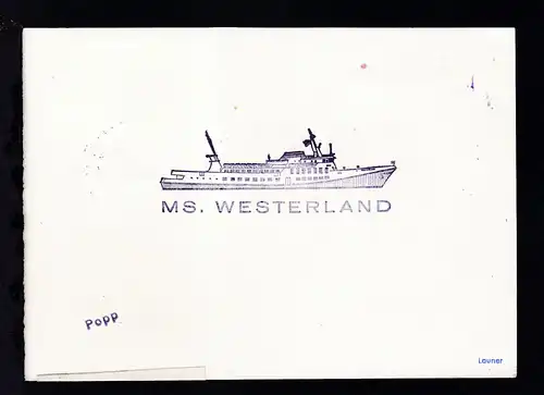 DEUTSCHE SCHIFFSPOST MS Westerland HADAG-HAMBURG 21.9.74 + Cachts auf Postkarte