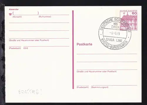 DEUTSCHE SCHIFFSPOST MS DANIA DANIA-LINE NYSTED-BURGSTAAKEN 3.6.89 auf 
