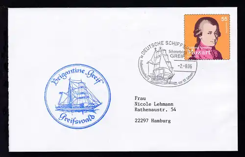 DEUTSCHE SCHIFFSPOST Schonerbrigg GREIF Indienststellung vor 55 Jahren 2.8.06 +