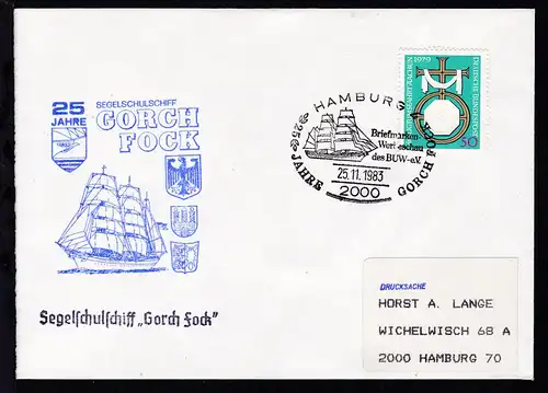 HAMBURG 4 2000 Briefmarken-Werbeschau des BUW-e.V. 25 JAHRE GORCH FOCK 