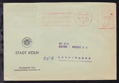Köln AFS KÖLN 1 5 02.10.62 1912 Sonderbund Köln 1962  "EUROPÄISCHE KUNST 1912"