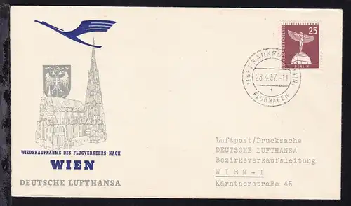 Lufthansa-Erstflugbrief Frankfurt-Wien 28.7.1957
