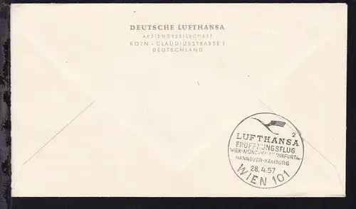 Lufthansa-Erstflugbrief Frankfurt-Wien 28.7.1957