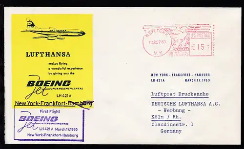 Lufthansa Erstflugbrief New York-Frankfurt 17.3.1960