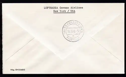Lufthansa Erstflugbrief New York-Frankfurt 17.3.1960