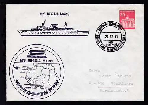 DEUTSCHE SCHIFFSPOST LÜBECK LINIE AKTIENGESELLSCHAFT MS REGINA MARIS 24.12.71