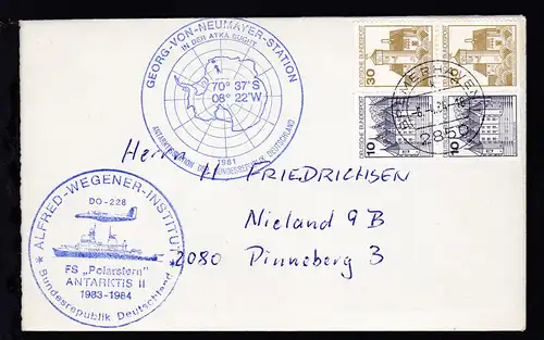 OSt. Bremerhaven 6.4.84 + Cachet FS Polarstern auf Brief