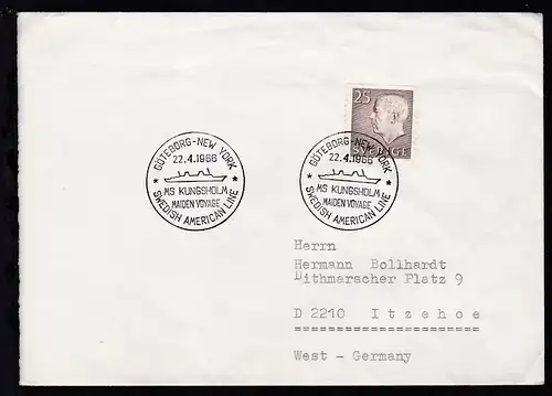 GÖTEBORG-NEW YORK MS KUNGSHOLM MAIDEN VOYAGE SWEDISH AMERICAN LINE 22.4.1966