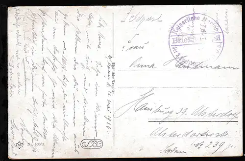 (12.5.16) Kaiserliche Marine Briefstempel der 2. Zweigkompagnie II.W.D. auf 