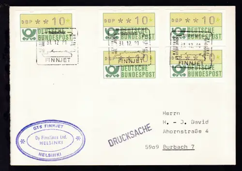 HELSINKI HELSINGFORS-TRAVEMÜNDE-HELSINKI HELSINGFORS FINNJET 31.12.81 + Cachet 