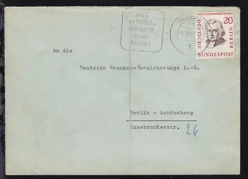 Berühmte Männer 20 Pfg. auf Brief ab Berlin 24.10.62 nach Berlin-Schöneberg,