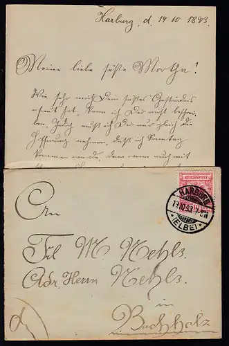 Adler 10 Pfg. auf Brief mit Inhalt ab Harburg 19.10.93 nach Buchholz