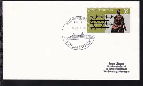 SCHIFFSPOST DDR MS "ARKONA" 16.03.88 auf Brief