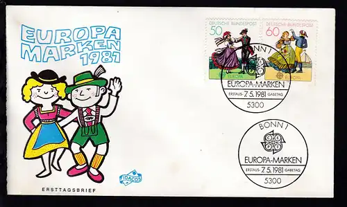 Europamarken 1981 auf FDC ohne Anschrift